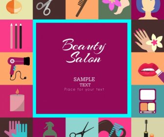 Beauty-Salon Design-Elemente Verschiedenen Farbigen Werkzeuge Symbole
