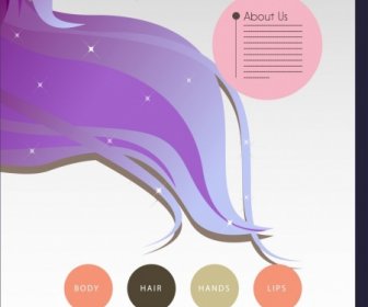 Beauty-Salon Infografik Broschüre Violette Haare Gefärbt Kreise