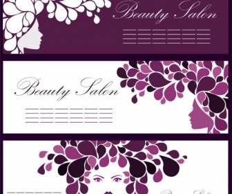 Beauty Salon Leaflet Sets Woman Flowers Sketch Ornament