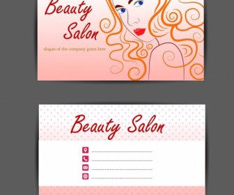 Beauty Salon Name Card Template Beautiful Woman Sketch