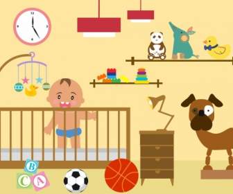 Bedroom Layout Toys Decor Baby Icon