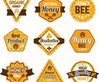 Bee Honey Labels Retro Design Vector