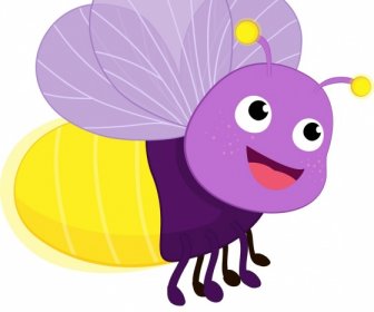 Bee Insect Creature Icon Colorful Lovely Stylized Cartoon