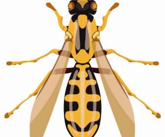 Bee Insect Icon Colorful Closeup Symmetric Design