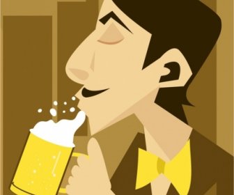 アイコン漫画デザインを飲むビール広告男性