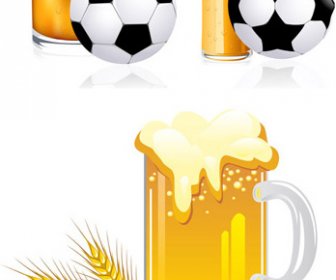 Ensemble De Vecteurs De Bière Et De Football