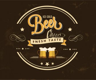 Beer Bar Design D’étiquette Sur Fond Foncé