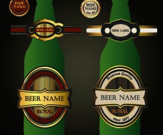 Beer Bottles And Beer Labels Vector