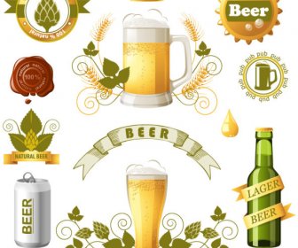 Bierflaschen Mit Bier-Etiketten-Vektor