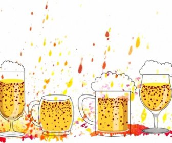 Beer Cheering Drawing Bottle Glass Icons Sketch