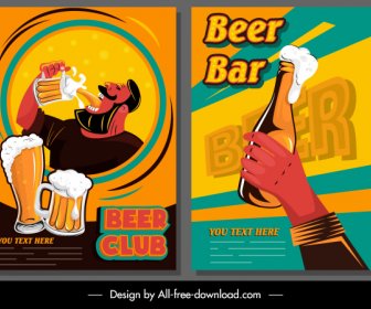 Carteles Del Club De La Cerveza Colorido Diseño Clásico