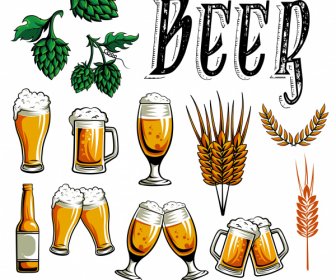 Elementos De Design De Cerveja Esboço Símbolos Vintage