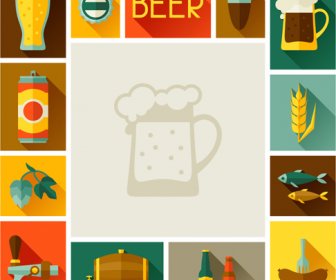 пиво элементы плоский иконы Векторный набор