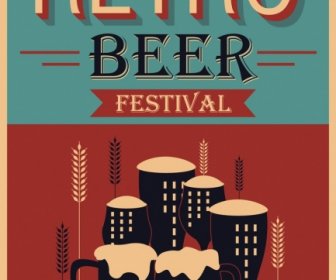 Bira Festivali Afiş Koyu Retro Tasarım