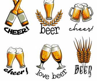 beer festive logotypes classical clinking glasses wheat sketch