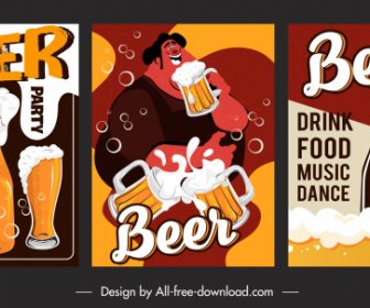맥주 축제 포스터 다채로운 이벤트 고전 디자인