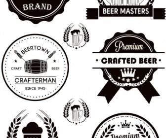 Bier-Etiketten Sammlung Klassische Schwarz Weiß Dekor