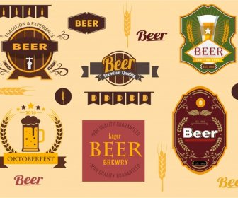Conjuntos De Etiquetas De Cerveza Con Estilo De Diseño Vintage
