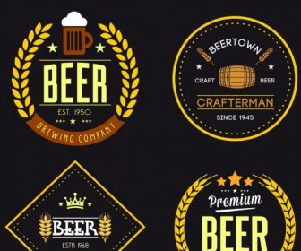 啤酒標誌徽章收集各種豐富多彩的古典風格