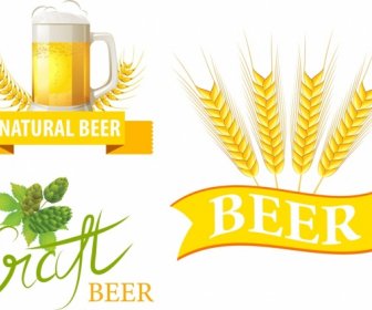 Beer Logo Design Barley Glass Ribbon Calligraphic Decor