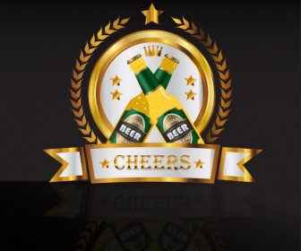 البيرة تصميم شعار تألق الديكور الذهبي
