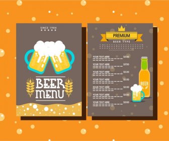 Пиво меню шаблон символов элементы на темном фоне