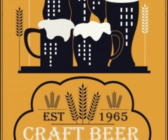 Bier Werbung Banner Klassischen Dekor Schwarzglas Symbole