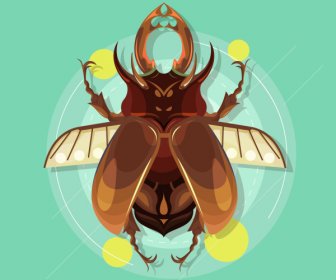 Käfer Insekt Ikone Glänzend Farbiges Modernes Design