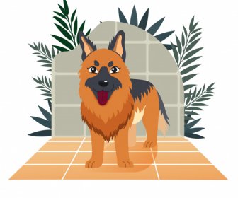Berger Anjing Lukisan Lucu Kartun Karakter Sketsa
