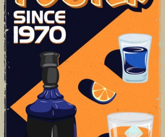Getränke-Werbeplakat Dunkel Gefärbt Retro Handgezeichnete Skizze