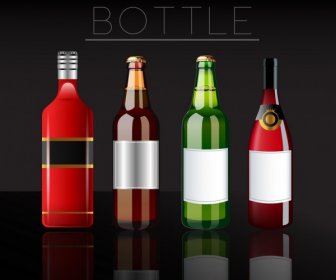 広告現実的なデザインは光沢のある色とりどりのボトル飲料