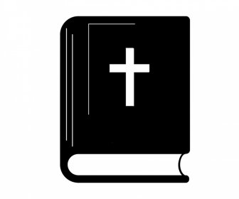 Bible Book Icon Black White 3d Outline