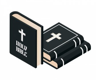 Bible Book Icons Modern 3d Sketch