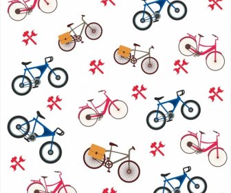 Fundo De Bicicleta Planos Símbolos Repetindo Estilo De Cor