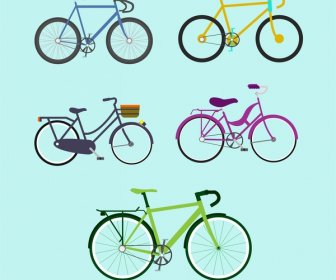 Bicicletta Progettazione Collezione Diversi Tipi Su Sfondo Blu.