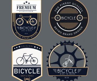 自行车标签模板优雅深色平面装饰