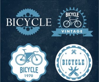 自転車ロゴがレトロな青い飾りを設定します。