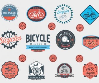 Bisiklet Logolar Vintage Tarzı Resimde Vektör