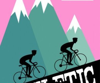 Bicycle Race Banner Cyclist Silhouette Steep Mountain Decor