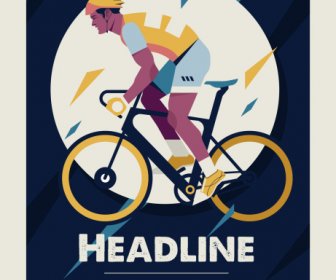Ras Sepeda Poster Ikon Pengendara Sepeda Desain Klasik
