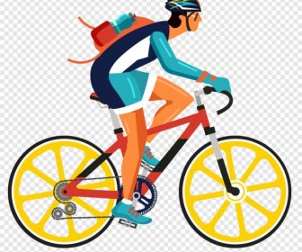 Bisikletçi Simgesi Renkli Karikatür Karakter Kroki