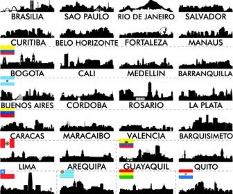 المدن الكبيرة صورة ظلية ناقلات مجموعة
