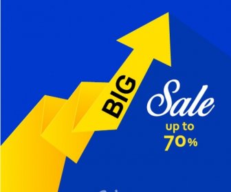 Big Sale Banner In The Shape Of The Yellow Arrow