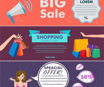 Big Sale Banners Design With Colored Horizontal Style