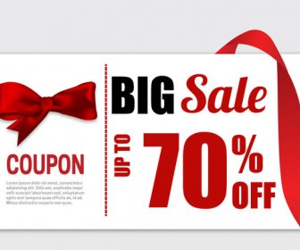 Big Sale Coupon Banner With Red Knot Ribbon