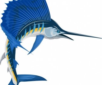 Bill Fish Icon Motion Sketch Desain 3D Berwarna-warni
