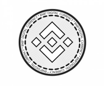 Binance Coins Icono Firmar Atrás Blanco Contorno De Diseño Simétrico