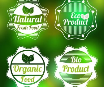 Bio Product Labels Sets On Bokeh Background