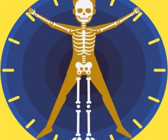 Biológico Relógio Fundo Esqueleto ícone Círculo Decoração