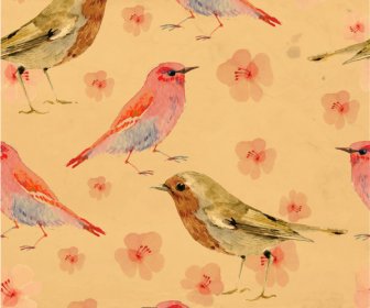 Bird And Sakura Pattern